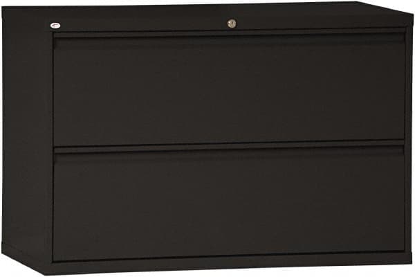 ALERA - 42" Wide x 28-3/8" High x 19-1/4" Deep, 2 Drawer Lateral File - Steel, Black - Makers Industrial Supply