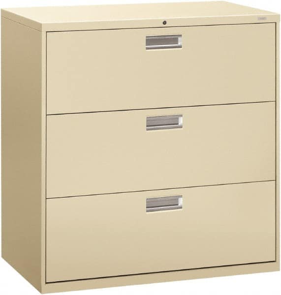 Hon - 42" Wide x 40-7/8" High x 19-1/4" Deep, 3 Drawer Lateral File - Steel, Putty - Makers Industrial Supply