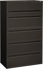 Hon - 42" Wide x 67" High x 19-1/4" Deep, 5 Drawer Roll-Out, Roll-Out Posting - Steel, Charcoal - Makers Industrial Supply