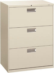 Hon - 30" Wide x 40-7/8" High x 19-1/4" Deep, 3 Drawer Roll-Out - Steel, Light Gray - Makers Industrial Supply