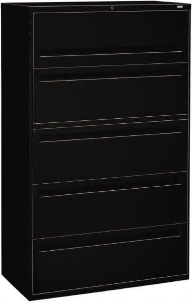 Hon - 42" Wide x 67" High x 19-1/4" Deep, 5 Drawer Roll-Out, Roll-Out Posting - Steel, Black - Makers Industrial Supply