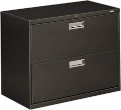 Hon - 36" Wide x 28-3/8" High x 19-1/4" Deep, 2 Drawer Lateral File - Steel, Charcoal - Makers Industrial Supply