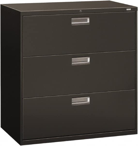 Hon - 42" Wide x 40-7/8" High x 19-1/4" Deep, 3 Drawer Lateral File - Steel, Charcoal - Makers Industrial Supply