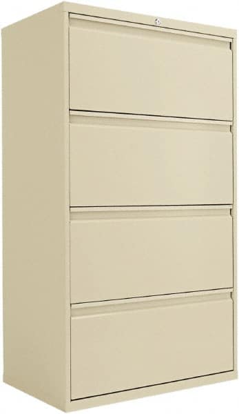 ALERA - 30" Wide x 53-1/4" High x 19-1/4" Deep, 4 Drawer Lateral File - Steel, Putty - Makers Industrial Supply