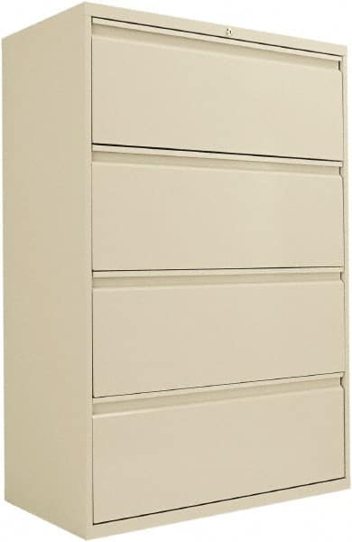 ALERA - 36" Wide x 53-1/4" High x 19-1/4" Deep, 4 Drawer Lateral File - Steel, Putty - Makers Industrial Supply