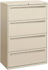 Hon - 36" Wide x 53-1/4" High x 19-1/4" Deep, 4 Drawer Lateral File - Steel, Light Gray - Makers Industrial Supply