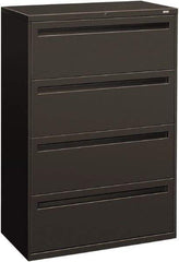 Hon - 36" Wide x 53-1/4" High x 19-1/4" Deep, 4 Drawer Lateral File - Steel, Charcoal - Makers Industrial Supply