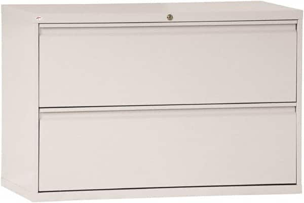 ALERA - 42" Wide x 28-3/8" High x 19-1/4" Deep, 2 Drawer Lateral File - Steel, Light Gray - Makers Industrial Supply