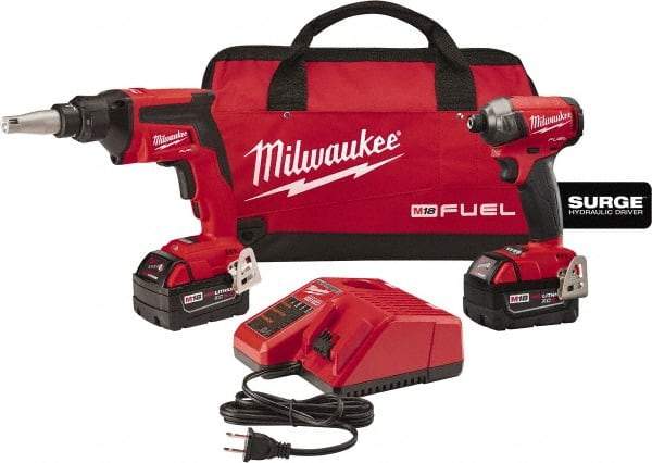 Milwaukee Tool - 18 Volt Cordless Tool Combination Kit - Includes Screwgun & Impact Driver, Lithium-Ion Battery Included - Makers Industrial Supply