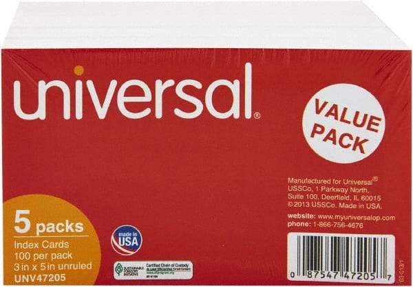 UNIVERSAL - 500 Index Cards - 3 x 5" - Makers Industrial Supply