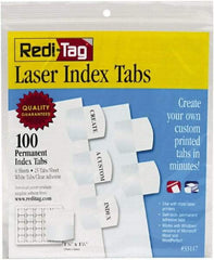 Redi-Tag - 1" 100 Tabs, Self-Adhesive, Index Tab - White - Makers Industrial Supply