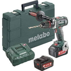 Metabo - 18 Volt 1/2" Chuck Pistol Grip Handle Cordless Drill - 0-500 & 0-1850 RPM, Keyless Chuck, Reversible, 2 Lithium-Ion Batteries Included - Makers Industrial Supply