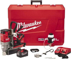 Milwaukee Tool - 1-1/2" Chuck, 5.75" Travel, Portable Magnetic Drill Press - 400 & 690 RPM, 9 Amps, 0.43 hp - Makers Industrial Supply