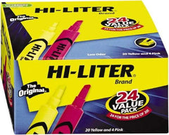 HiLiter - Pink, Yellow Highlighter - Chisel Tip, AP Nontoxic Ink - Makers Industrial Supply