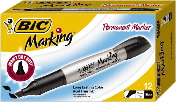 Bic - Tuxedo Black Permanent Marker - Chisel Tip, AP Nontoxic Ink - Makers Industrial Supply