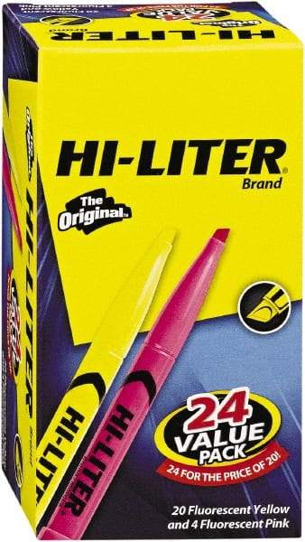 HiLiter - Yellow, Pink Highlighter - Chisel Tip, AP Nontoxic Ink - Makers Industrial Supply