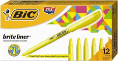 Bic - Flouorescent Yellow Highlighter - Chisel Tip, Water Base Ink - Makers Industrial Supply