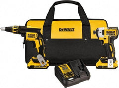 DeWALT - 20 Volt Cordless Tool Combination Kit - Includes Brushless Drywall Screwgun & 1/4" Brushless 3-Speed Impact Driver, Lithium-Ion Battery Included - Makers Industrial Supply