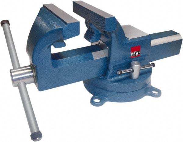 Bessey - 6" Jaw Width, 7" Opening Capacity, 4" Throat Depth, Steel Swivel Bench Vise - Bolt Down Base Attachment - Makers Industrial Supply