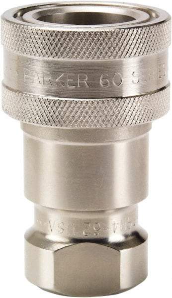 Parker - 7/8-14 SAE ORB 316 Stainless Steel Hydraulic Hose Female Straight Thread Coupler - 1,500 psi, 12 GPM, Series 60 - Makers Industrial Supply