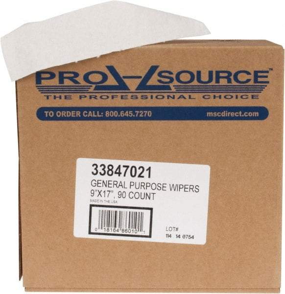 PRO-SOURCE - Dry General Purpose Wipes - Pop-Up, 17" x 9" Sheet Size, White - Makers Industrial Supply