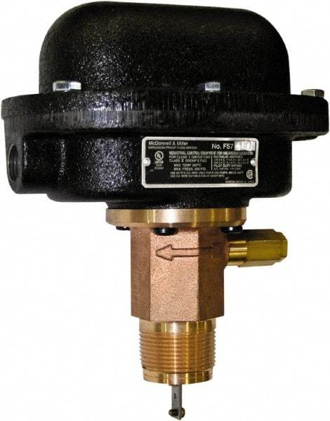 McDonnell & Miller - 300 psi, Brass Housing, Adjustable Paddle Flow Switch - 7.7 Flow Set Point, 35,004 Flow Point cc/min, 4.8 to 998 GPM, 120/240 Voltage, 1-1/4 Inch Thread Size - Makers Industrial Supply