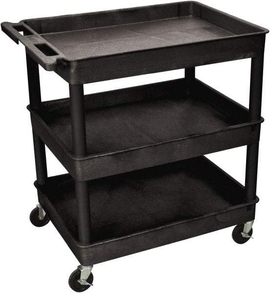 Luxor - 300 Lb Capacity, 24" Wide x 18" Long x 38" High Shelf Cart - 3 Shelf, Plastic - Makers Industrial Supply