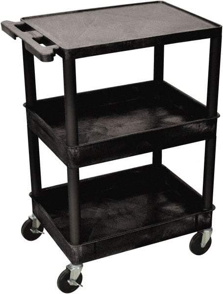 Luxor - 300 Lb Capacity, 24" Wide x 18" Long x 36" High Shelf Cart - 3 Shelf, Plastic - Makers Industrial Supply