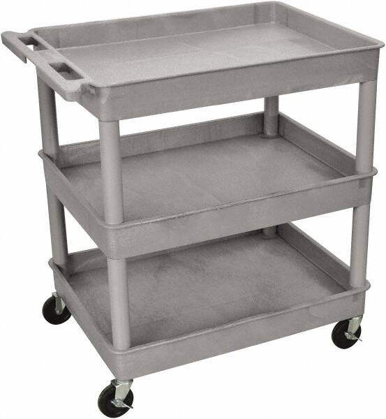 Luxor - 300 Lb Capacity, 24" Wide x 18" Long x 38" High Shelf Cart - 3 Shelf, Plastic - Makers Industrial Supply