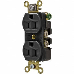 Hubbell Wiring Device-Kellems - 125V 15A NEMA 5-15R Industrial Grade Black Straight Blade Duplex Receptacle - Makers Industrial Supply