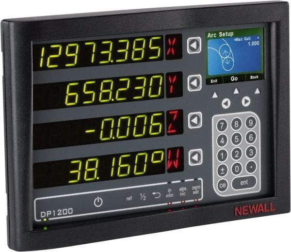 Newall - 4 Axes, Milling, Turning, Grinding & Lathe Compatible DRO Counter - LED Display, Programmable Memory - Makers Industrial Supply