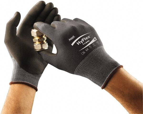 Ansell - Size L (9) Nitrile Coated Nitrile Foam General Protection Work Gloves - For General Purpose, Palm & Fingers Coated, Knit Wrist Cuff, Dark Gray/Dark Gray, Paired - Makers Industrial Supply