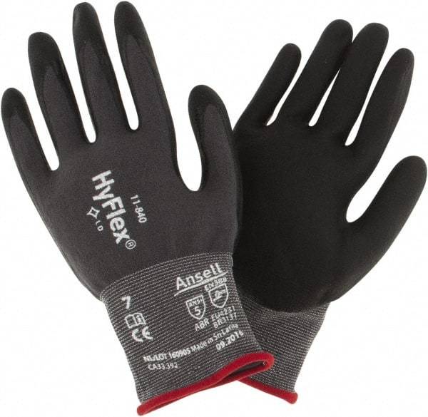 Ansell - Size S (7) Nitrile Coated Nitrile Foam General Protection Work Gloves - For General Purpose, Palm & Fingers Coated, Knit Wrist Cuff, Dark Gray/Dark Gray, Paired - Makers Industrial Supply