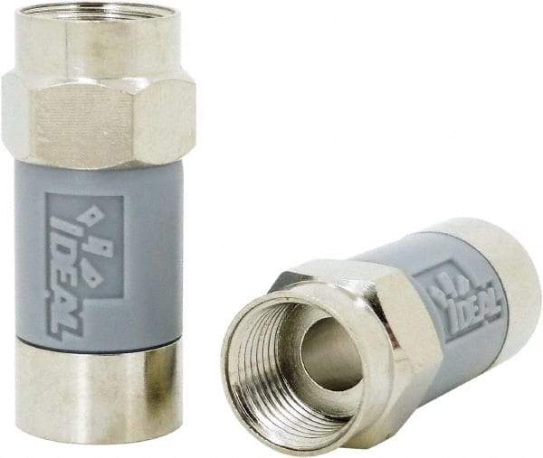 Ideal - Straight, F Type Compression Coaxial Connector - Compatible with RG6, Gray Housing - Makers Industrial Supply