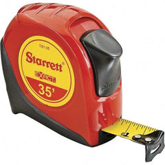 Starrett - 35' x 1" Yellow Blade Tape Measure - 1/16" Graduation, S1 Graduation Style, Red Case - Makers Industrial Supply