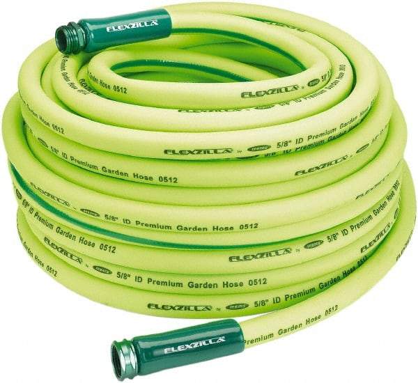 Legacy - 100' Long Garden Hose - 5/8" Diam, 3/4" GHT, Hybrid Polymer, 150 psi, All Season, Green - Makers Industrial Supply