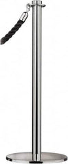 Tensator - 34" High, 2" Pole Diam, Barrier Post Base - 14" Base Diam, Round Stainless Steel Base, Satin Chrome (Color) Steel Post, For Outdoor Use - Makers Industrial Supply