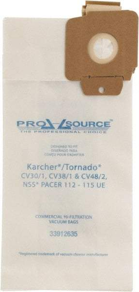 PRO-SOURCE - Meltblown Polypropylene & Paper Vacuum Bag - For Karcher/Tornado Models: CV30/1 & CV38/1 & CV48/2 Upright & NSS Pacer Models 112 - 115UE - Makers Industrial Supply