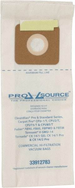 PRO-SOURCE - Meltblown Polypropylene & Paper Vacuum Bag - For CleanMax Standard and Pro-Series, Tennant V-SMU-14, Tornado CK 14/1 QD, CK 14/1 Pro & CK 14/2 Pro, Carpet Pro CPU1/T, CPU2/T, CPU75/T & CPU85/T & Fuller Models FB90, FBP95, FBPHD & FBTM - Makers Industrial Supply