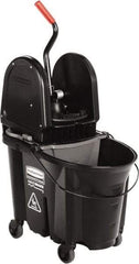 Rubbermaid - 35 Qt Plastic Steel Bucket & Wringer - 510.54mm Long x 927.1mm High x 398.78mm Wide, Black - Makers Industrial Supply