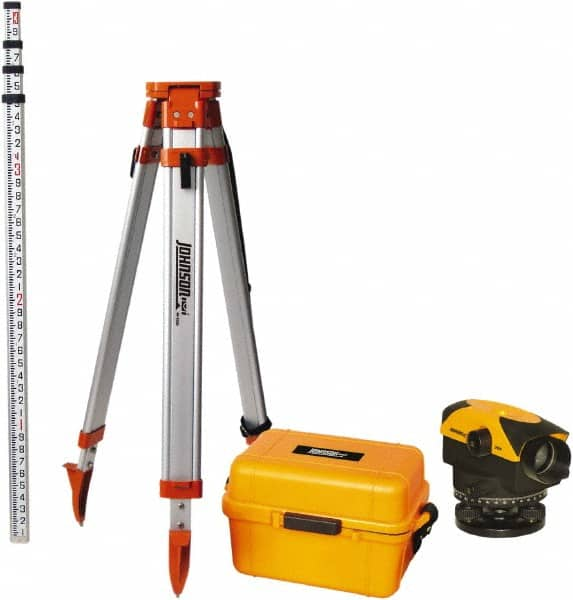 Johnson Level & Tool - 26x Magnification, 2.62 to 350 Ft. Measuring Range, Automatic Optical Level Kit - Accuracy 1/16 Inch at 200 Ft., Kit Includes Tripod, 13 Grade Rod, Hard Shell Carrying Case - Makers Industrial Supply