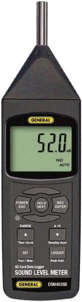 General - A and C Frequency Weight, Backlit LCD Display Class 1 Sound Meter - 30 to 130 Decibels - Makers Industrial Supply