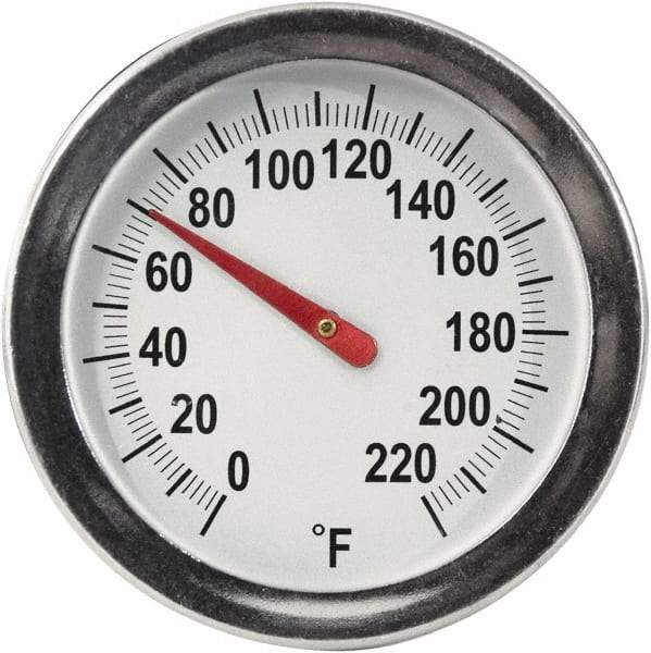 General - 8 Inch Long Stem, 2 Inch Dial Diameter, Back Connected Bi-Metal Thermometer - 220°Fahrenheit - Makers Industrial Supply