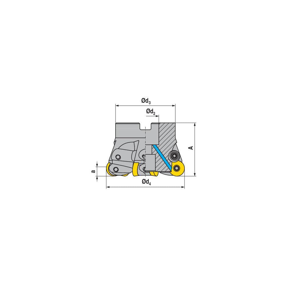 Indexable Copy Face Mills; Maximum Depth Of Cut: 5.10 mm; Compatible Insert Size Code: RD.X 1604..; Arbor Hole Diameter (mm): 27.00; Maximum Ramping Angle: 6.4  ™; Overall Height (mm): 53.00 mm; Series: R1007A-16; Number of Cutter Inserts: 6; Cutter Style