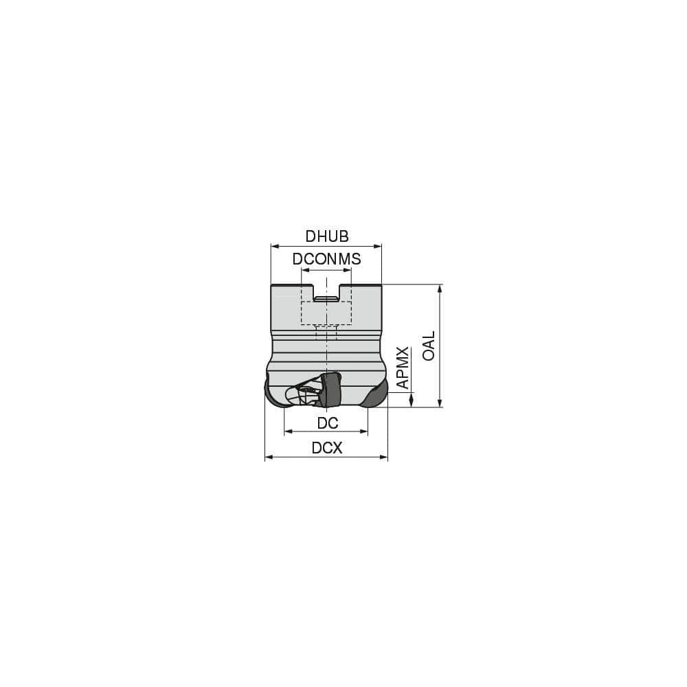 Indexable Copy Face Mills; Maximum Depth Of Cut: 6.00 mm; Compatible Insert Size Code: RN.. 1204; Arbor Hole Diameter (mm): 22.00; Maximum Ramping Angle: 0  ™; Overall Height (mm): 40.00 mm; Series: A262-12; Number of Cutter Inserts: 5; Cutter Style: A262