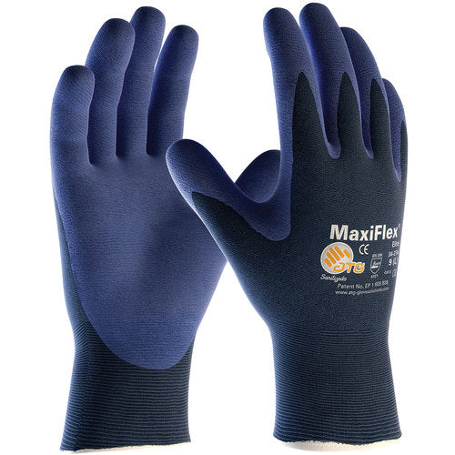 ‎34-274/M MaxiFlex Seamless Knits - MaxiFlex Elite - 18G Bl. Nylon Shell - MicroFoam Nitrile Coating - Exact Industrial Supply