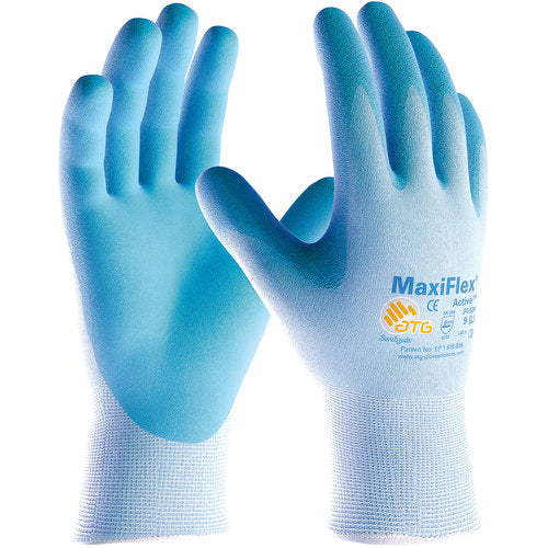 ‎34-824/M MaxiFlex Seamless Knits - MaxiFlex Active - 15G Bl. Nylon and Lycra Shell - Bl. Foam Nitrile - Exact Industrial Supply