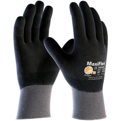 ‎34-876/L MaxiFlex Seamless Knits - MaxiFlex Ultimate - 15G Gry. Nylon Shell - Full Coat Black MFoam Nitrile - Exact Industrial Supply