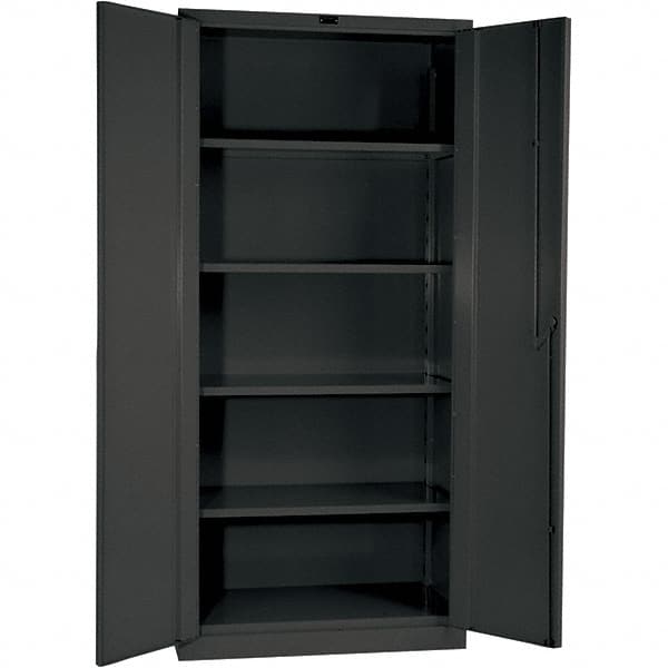 Hallowell - 4 Shelf Locking Storage Cabinet - Steel, 48" Wide x 24" Deep x 78" High, Gray - Makers Industrial Supply