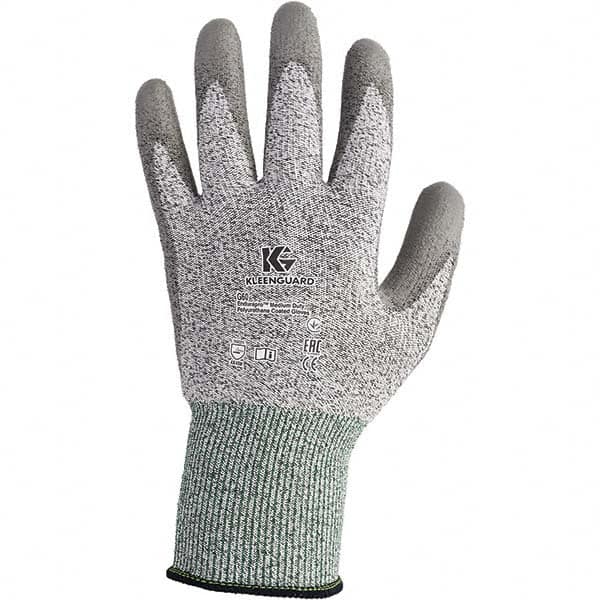 KleenGuard - Size L (9), ANSI Cut Lvl 3, Polyurethane Coated Dyneema/Fiber with Nylon/ Lycra/Glass Cut Resistant Gloves - 9.8" Long, Palm Coated, Dyneema Lining, Gray, Paired - Makers Industrial Supply